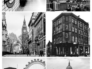 BLACK AND WHITE LONDON COLLAGE