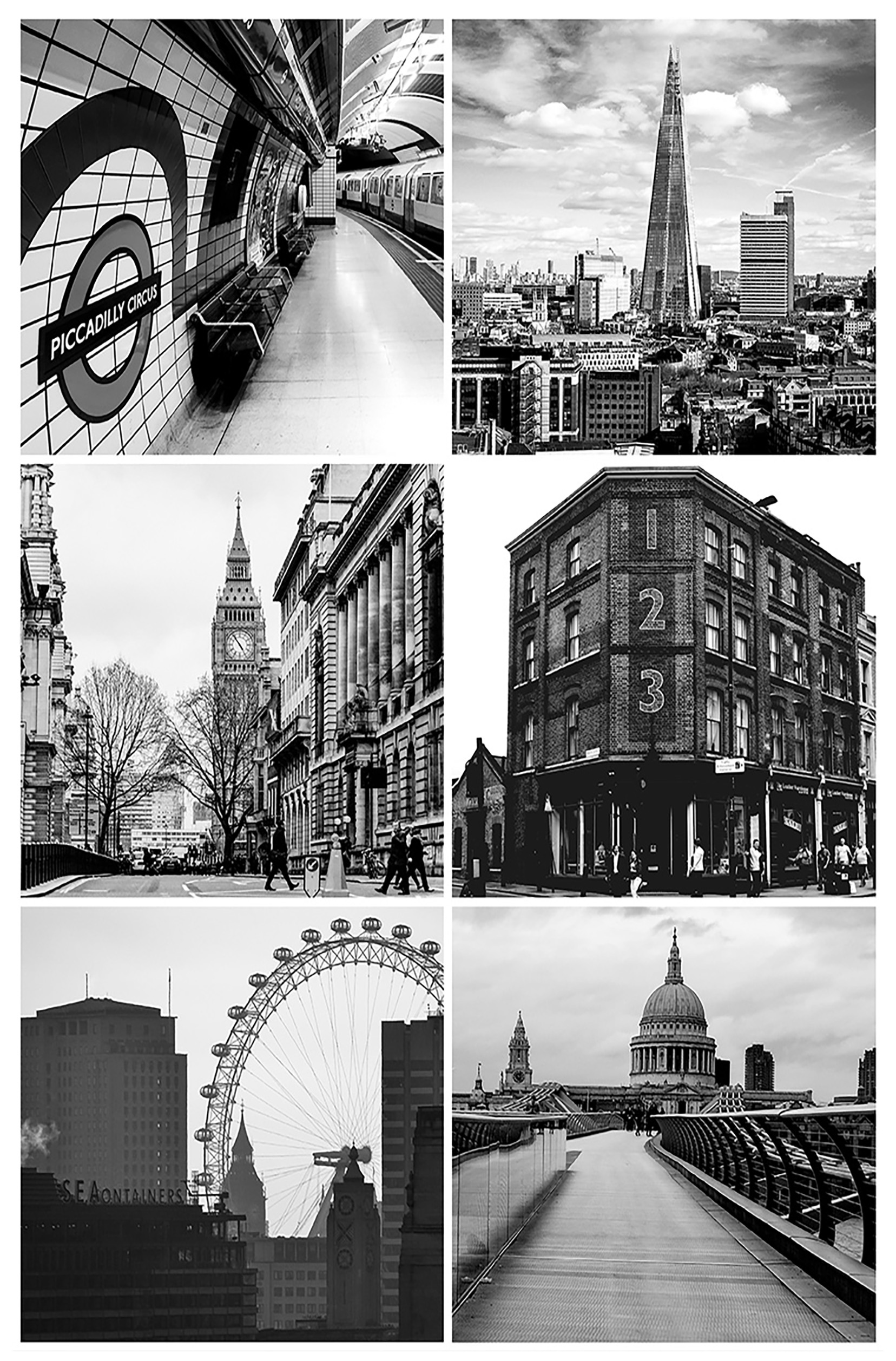 BLACK AND WHITE LONDON COLLAGE